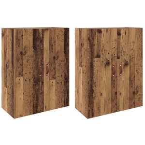 vidaXL Sienā piestiprināms skapis 2 pcs Vecs koks 69,5 x 34 x 90 cm
