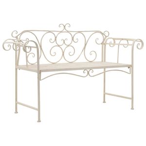 vidaXL dārza sols, 132 cm, metāls, antīki balts
