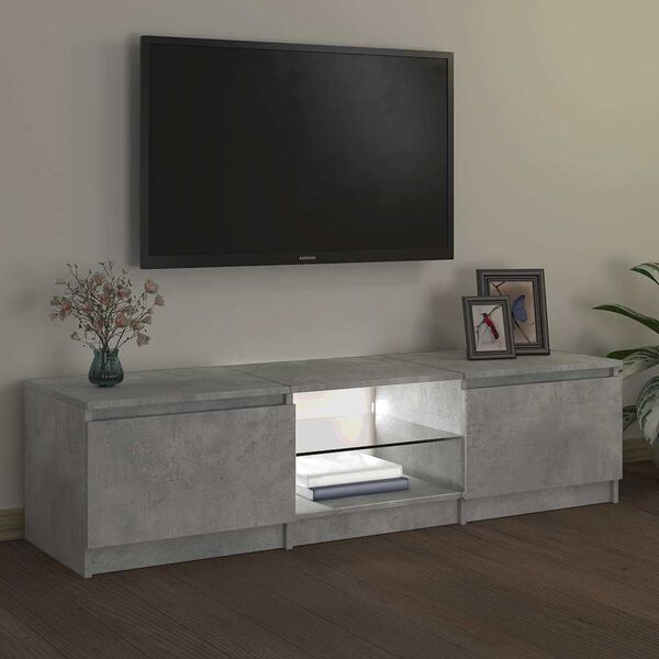 vidaXL TV skapītis ar LED lampiņām, 140x40x36 cm, betona pelēks