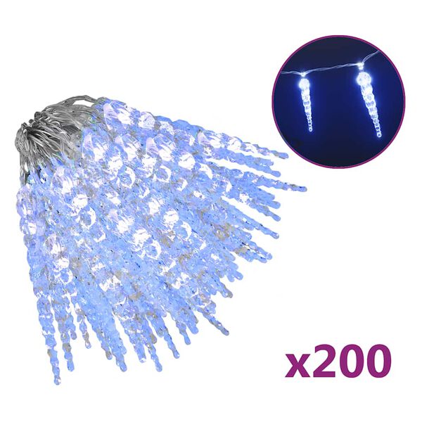 vidaXL Ziemassvētku lampiņas lāsteku formā, 200 LED, 20 m, PVC, akrils