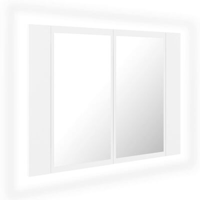 vidaXL vannasistabas spoguļskapītis ar LED, balts, 60x12x45 cm, akrils