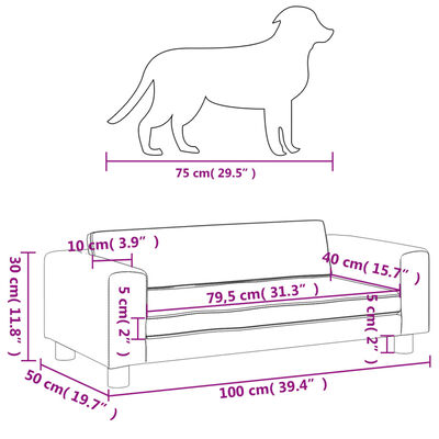 vidaXL suņa gulta ar pagarinājumu, brūna, 100x50x30 cm, samts