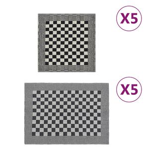 vidaXL dvieļu komplekts, 10 gab., melni un balti, kokvilna