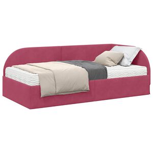 vidaXL Stūra gultas rāmis ar matrači 2 gab. Vīna sarkans 80 x 200 cm