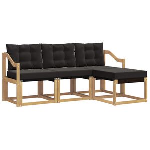 vidaXL Āra dīvānu komplekts ar spilvenu 4 pcs Balta un melna