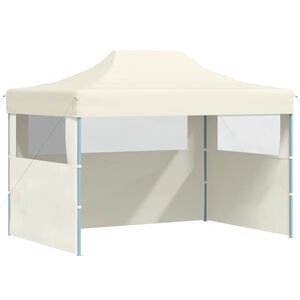 vidaXL saliekama nojume ar 3 sienām, 3x4 m, krēmkrāsa, tērauds