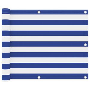vidaXL balkona aizslietnis, 75x500 cm, balts un zils oksforda audums