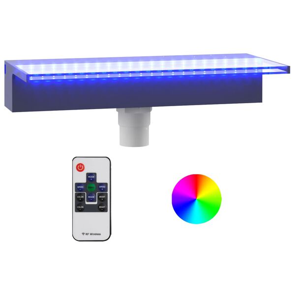 vidaXL ūdenskrituma sliede ar RGB LED gaismām, akrils, 45 cm