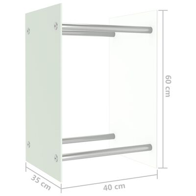 vidaXL malkas uzglabāšanas statīvs, balts, 40x35x60 cm, stikls