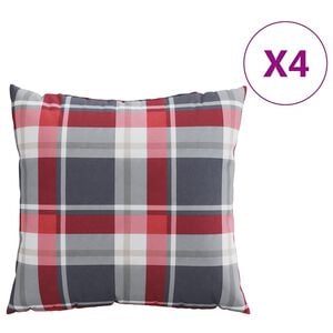 vidaXL dīvāna spilveni, 4 gab., sarkans rūtains raksts, 50x50 cm, audums