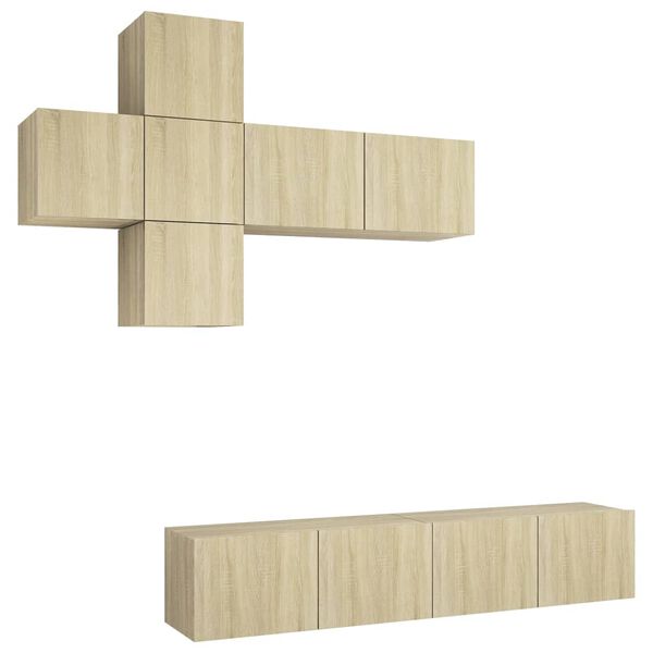 vidaXL 7-daļīgs TV skapī&scaron;u komplekts, ozola krāsa, inženierijas koks