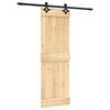 vidaXL Slīdo&scaron;ās durvis Dabiska un melna 70 x 210 cm Cieta priedes koks