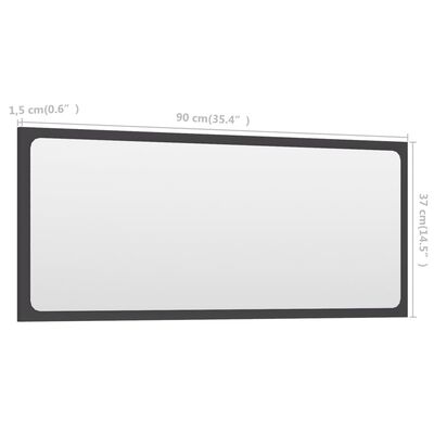vidaXL vannasistabas spogulis, pelēks, 90x1,5x37 cm, skaidu plāksne