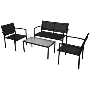 vidaXL 4-daļīgs dārza atpūtas mēbeļu komplekts, tekstilēns, melns