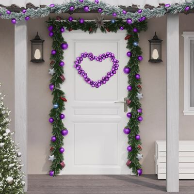 vidaXL Ziemassvētku bumbiņas, violetas, 175 cm, polistirols