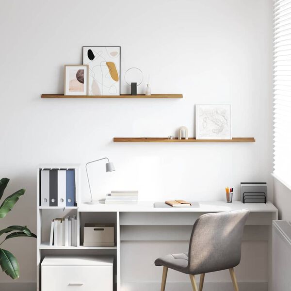 vidaXL Sienas plaukts 2 pcs Brūna 115 x 9 x 3 cm Inženierijas koks