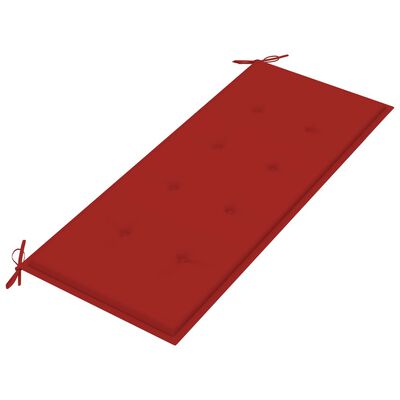 vidaXL sols ar sarkanu matraci, 120 cm, masīvs tīkkoks