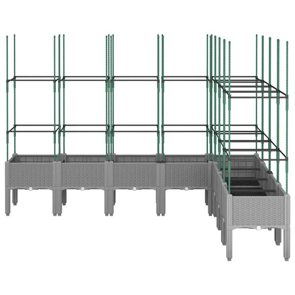 vidaXL dārza puķu kaste ar &scaron;paleru, gai&scaron;i pelēka, 200x160x142,5 cm, PP