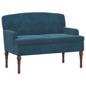 vidaXL Divvietīga mēbele ar pogu pūkām Zila 111 x 65 x 79 cm Samts