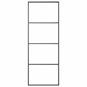 vidaXL bīdāmās durvis, 76x205 cm, ESG stikls, melns alumīnijs