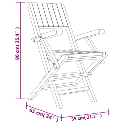 vidaXL saliekami dārza krēsli, 2 gab., 55x61x90 cm, masīvs tīkkoks