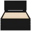 vidaXL gultas rāmis ar galvgali, melns, 90x200 cm, inženierijas koks