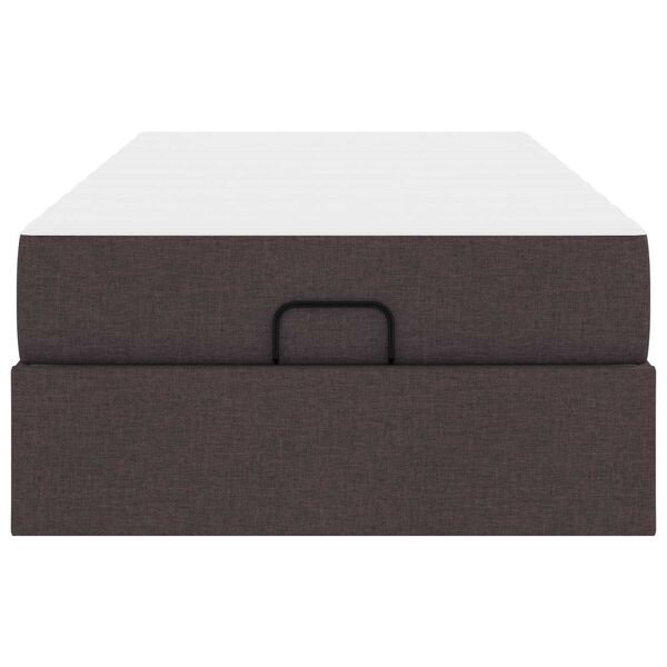 vidaXL Gultas rāmis ar matraci ar matraci 2 pcs Dzeltenbrūns audums