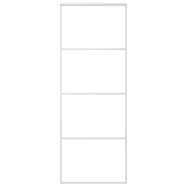 vidaXL bīdāmās durvis, 76x205 cm, ESG stikls, balts alumīnijs