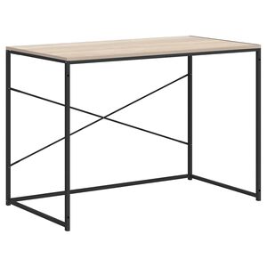 vidaXL datorgalds, 110x60x70 cm inženierijas koks melna un ozola krāsa