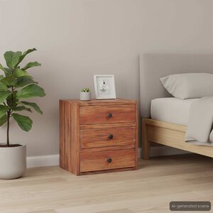 vidaXL naktsskapītis ar 3 atvilktnēm 35x25x35 cm masīvs sarkankoks