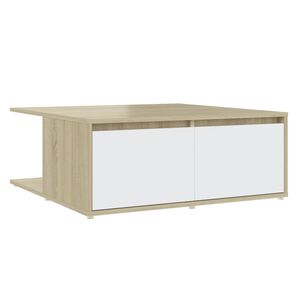 vidaXL kafijas galdiņ&scaron;, balts, ozolkoka, 80x80x31cm, inženierijas koks