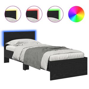 vidaXL Gultas rāmis Melns ozolkoks 75 x 190 cm Inženierijas koks