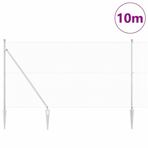 vidaXL Žoga āķis Sudraba 10 x 1,5 m (19 x 19 mm tīkla) Tērauds