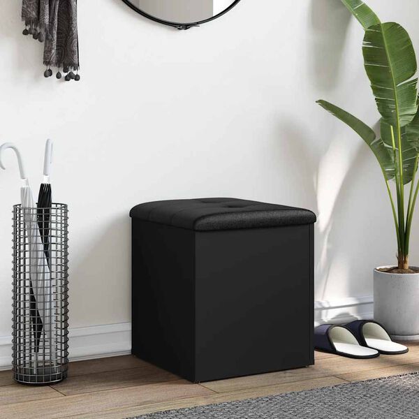 vidaXL uzglabā&scaron;anas sols, melns, 42x42x45 cm, inženierijas koks