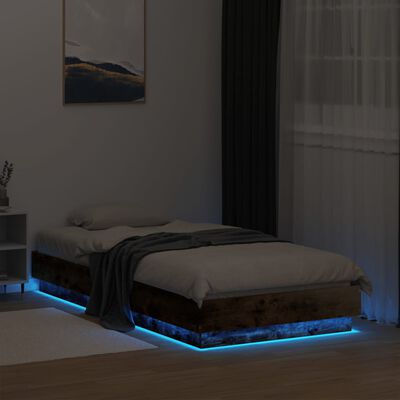 vidaXL gultas rāmis ar LED, koka krāsa, 75x190 cm