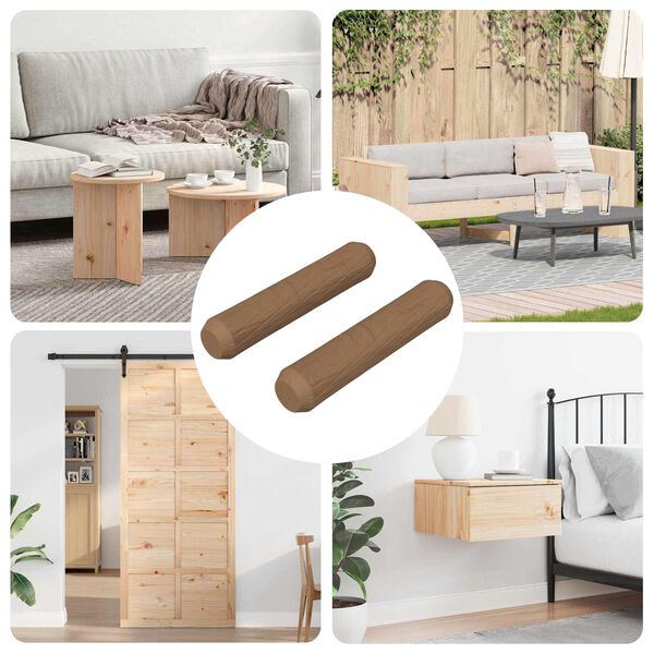 vidaXL Koka dībeļi 2 pcs Brūna &Oslash;8 x 35 mm Masīvkoks