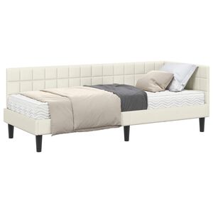 vidaXL Stūra gultas rāmis ar matrači 2 gab. Krēmkrāsa 80 x 200 cm