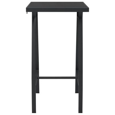 vidaXL dārza bāra galds, melns, 60x60x110 cm, rūdīts stikls