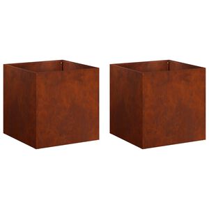vidaXL Dārza stādītājs 2 gab. Rūsa 45 x 45 x 45 cm Novecināts tērauds