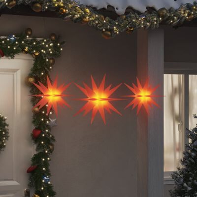 vidaXL Ziemassvētku lampiņas ar LED, 3 gab., salokāmas, sarkanas