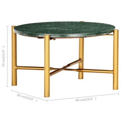 vidaXL kafijas galdiņš, 60x60x35 cm, akmens, zaļa marmora tekstūra