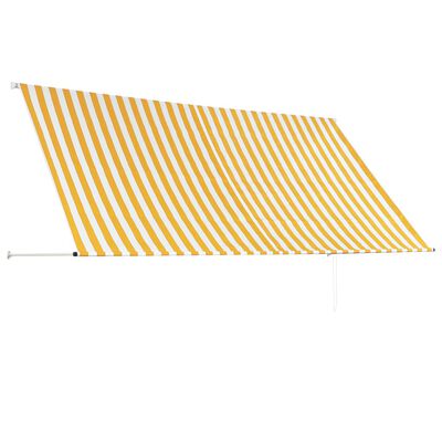 vidaXL markīze, 300x150 cm, sarullējama, dzeltena ar baltu