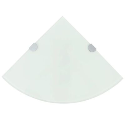 vidaXL stūra plaukts ar hromētiem turētājiem, 35x35 cm, balts stikls