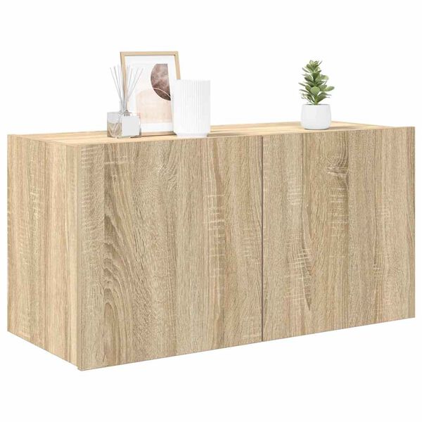 vidaXL TV plaukti ar LED lampiņām, 80x35x41 cm, koka krāsā