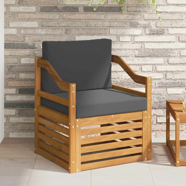 vidaXL Āra dīvānu komplekts Cieta akācijas koks un poliesters Dabiska