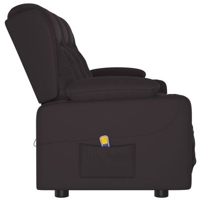 vidaXL 3-vietīgs masāžas krēsls ar glāžu turētāju, melna mākslīgā āda