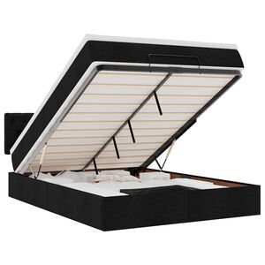 vidaXL Osmaņu gulta ar matraci & LEDs, melns, 140x190 cm, audums