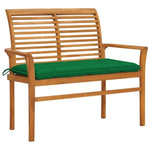 vidaXL dārza sols ar zaļu matraci, 112 cm, masīvs tīkkoks