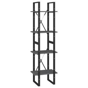 vidaXL 4-līmeņu grāmatu plaukts, pelēks, 40x30x140 cm, priedes koks