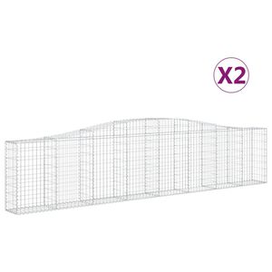 vidaXL arkveida gabiona grozi, 2 gb., 400x30x80/100cm, cinkota dzelzs